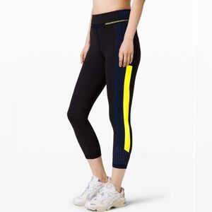 Lululemon Break New Ground Crop Leggings Roksanda Black Yellow Blue Size 4